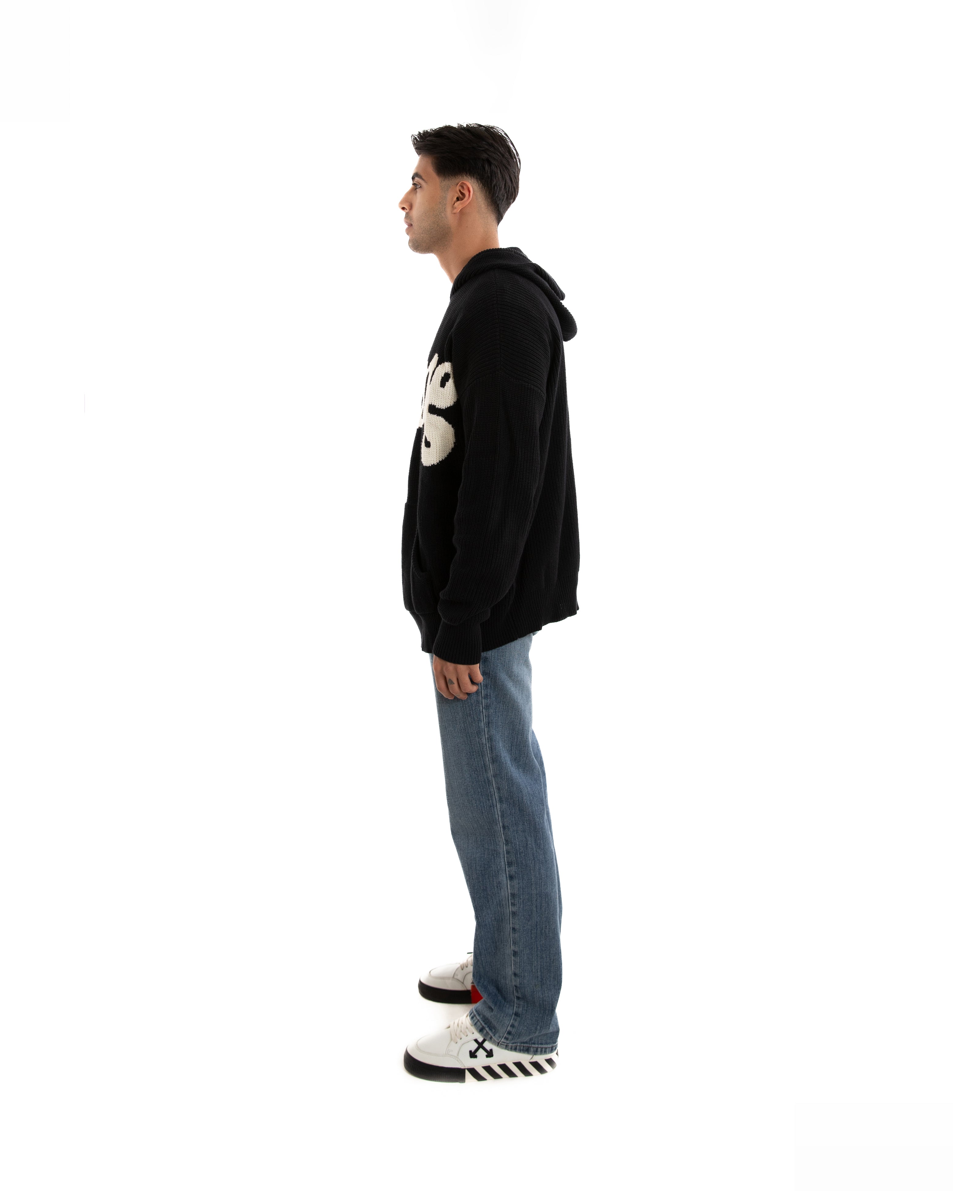Knitted Black Hoodie