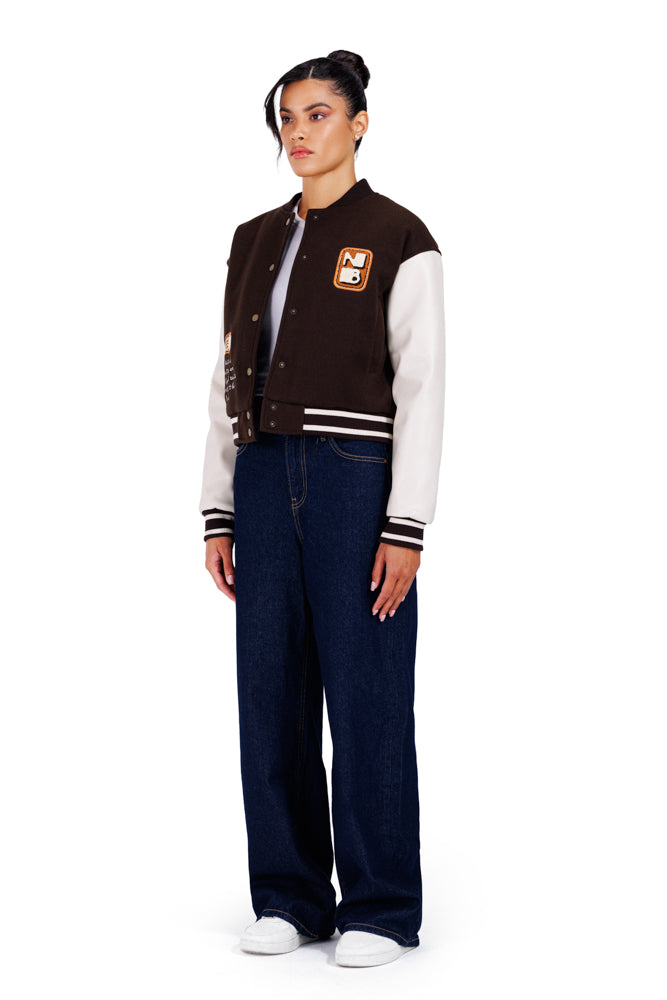 No Curfew Brown Cropped Jacket