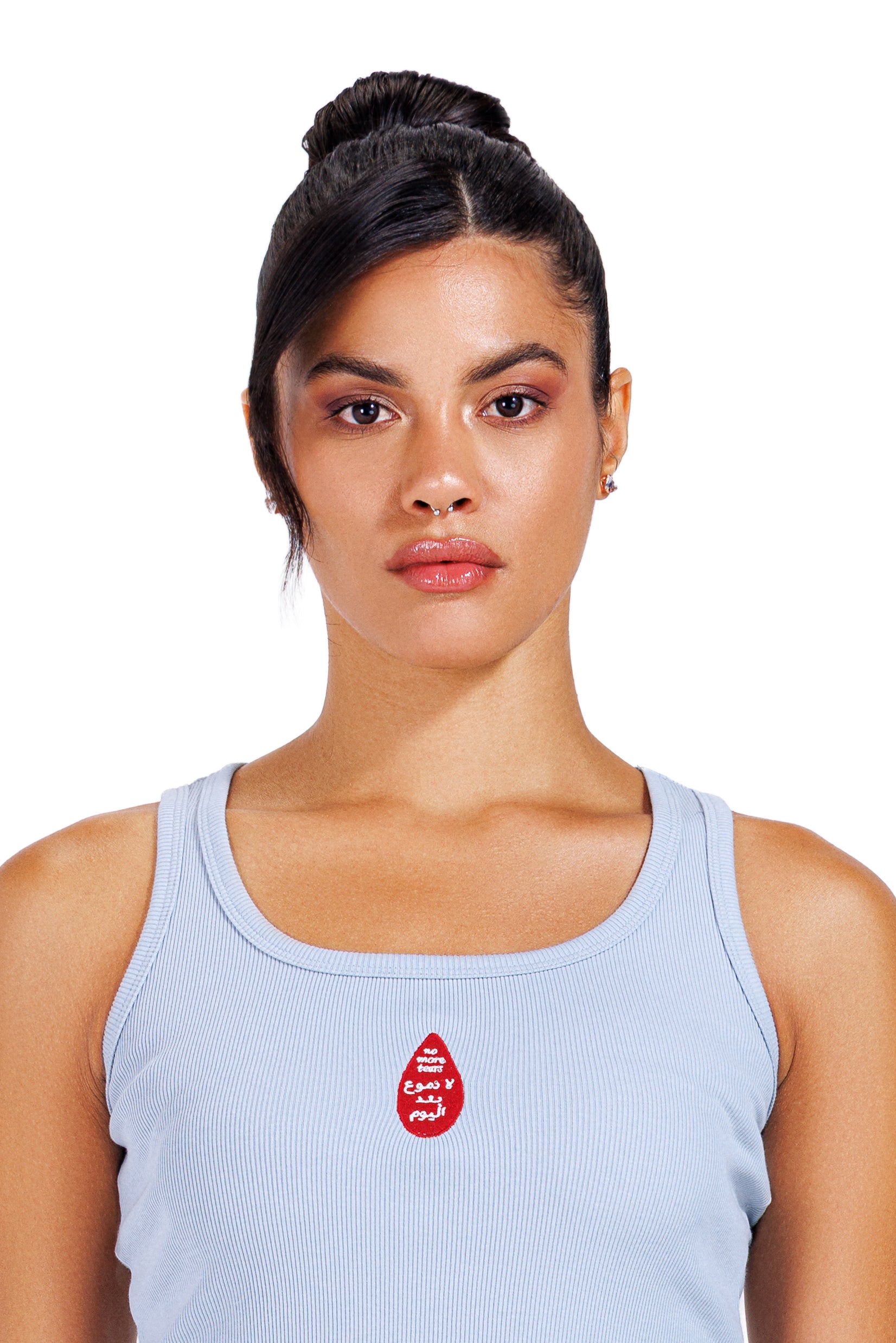 No More Tears Women Blue Tank Top