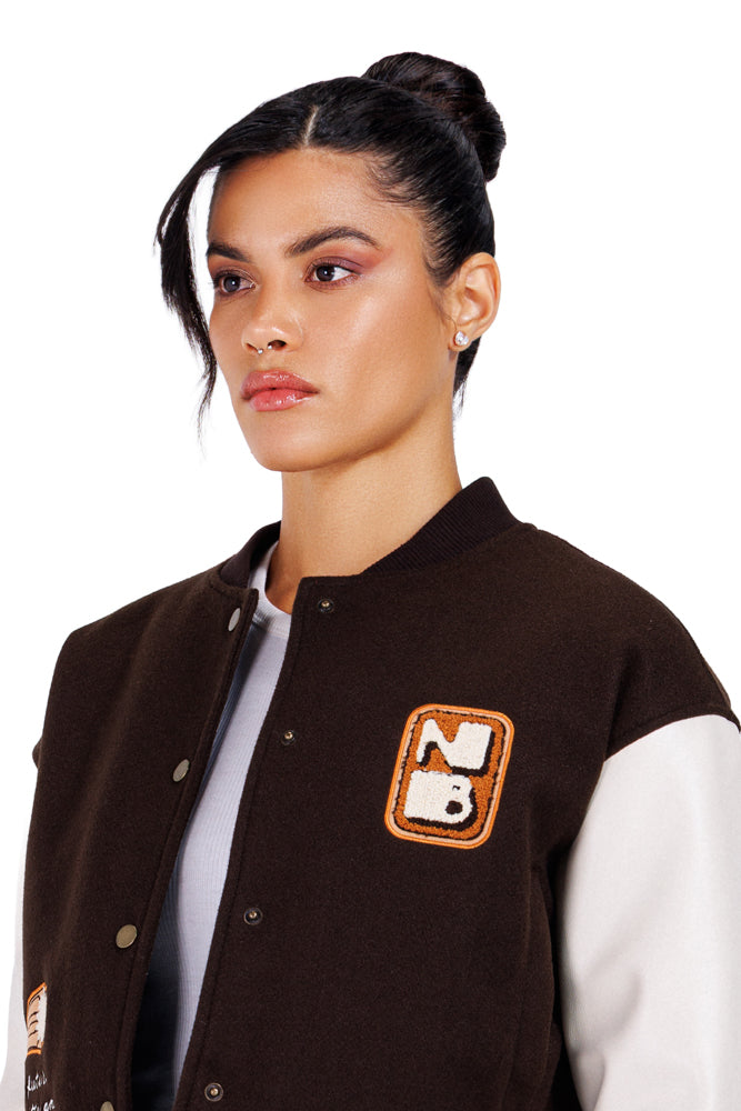 No Curfew Brown Cropped Jacket