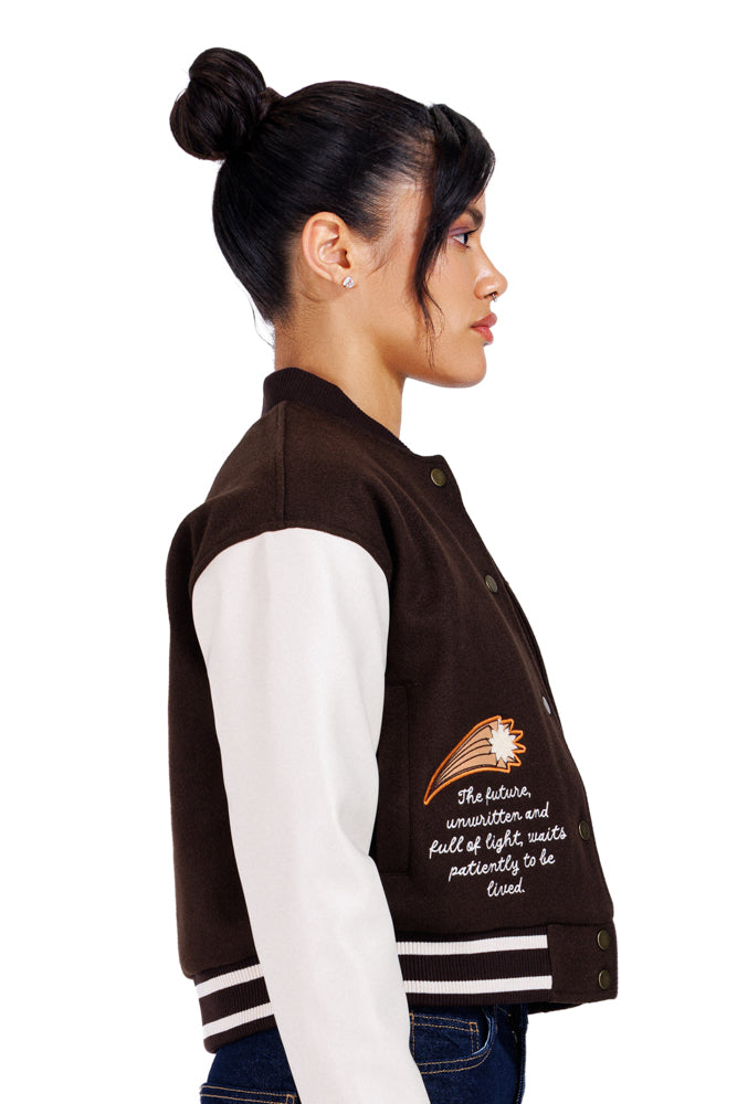 No Curfew Brown Cropped Jacket