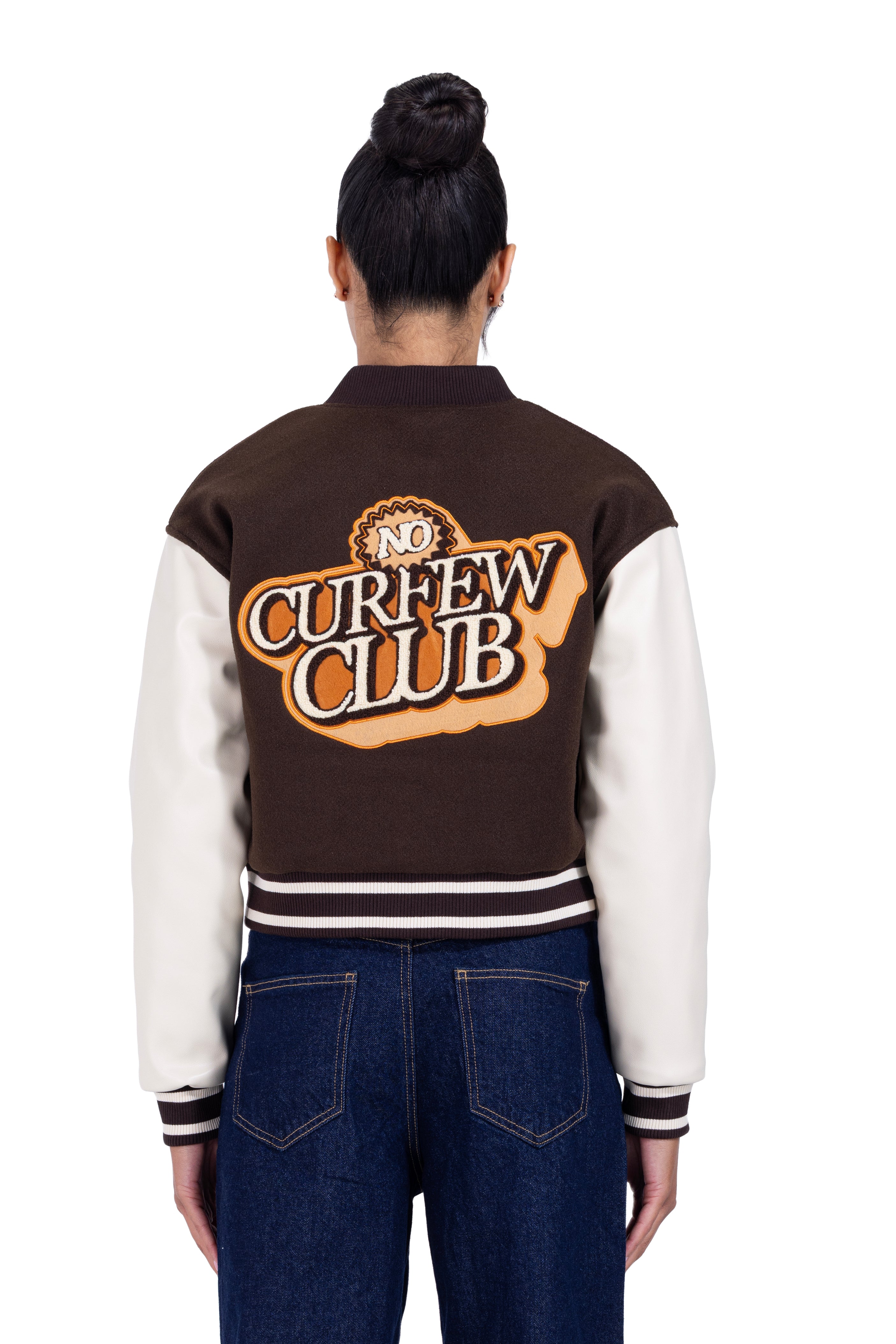 No Curfew Brown Cropped Jacket