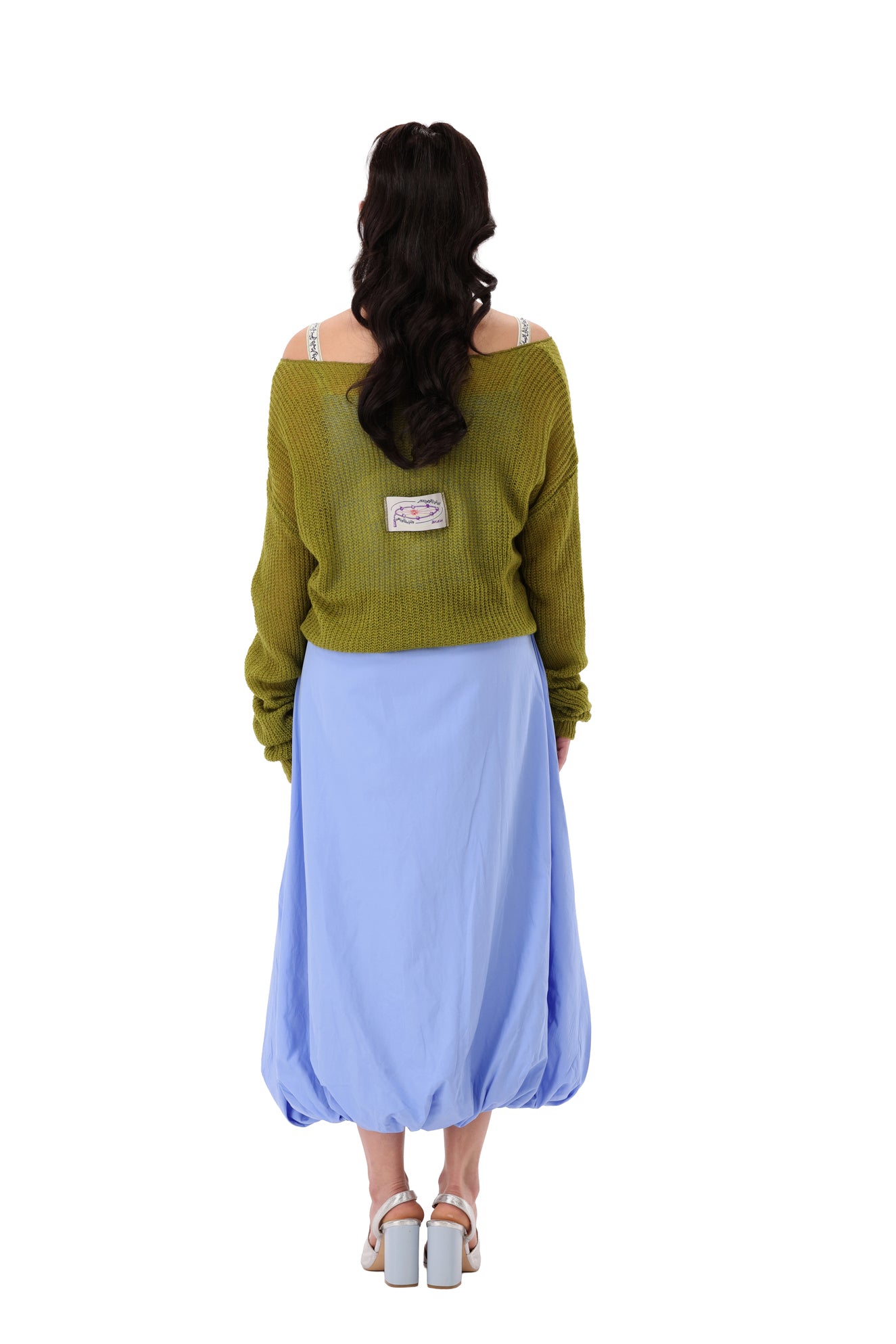 Tasbeeh Blue Dress with Green Sweater (2 pieces)
