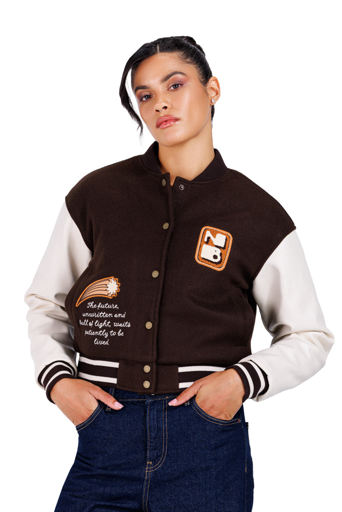 No Curfew Brown Cropped Jacket