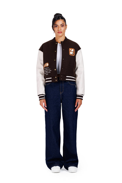 No Curfew Brown Cropped Jacket