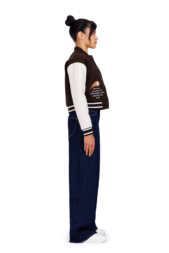 No Curfew Brown Cropped Jacket