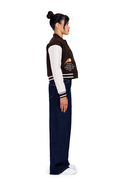 No Curfew Brown Cropped Jacket