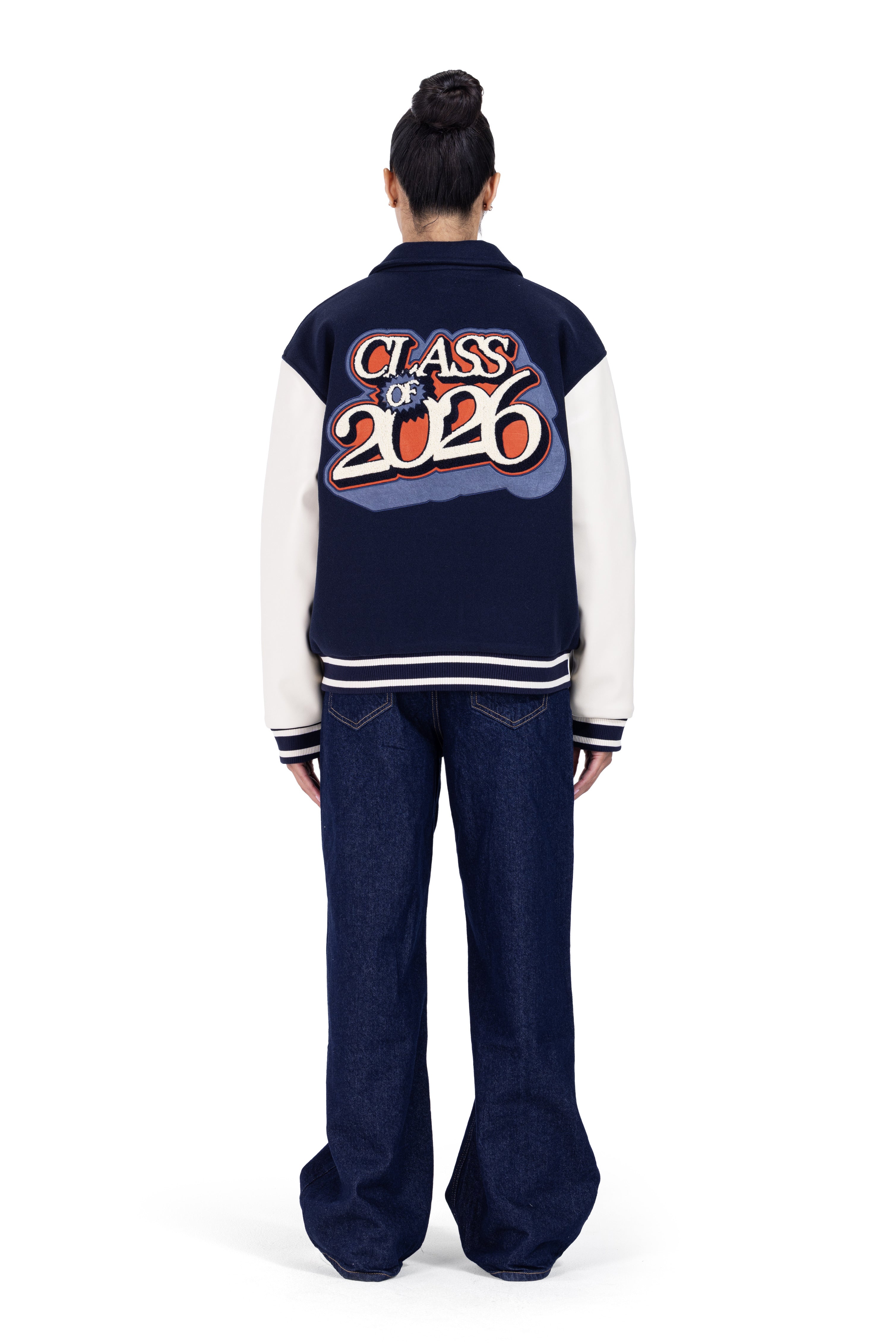Class of 2026 Navy Varsity Jacket | Premium College Style – Not Boring
